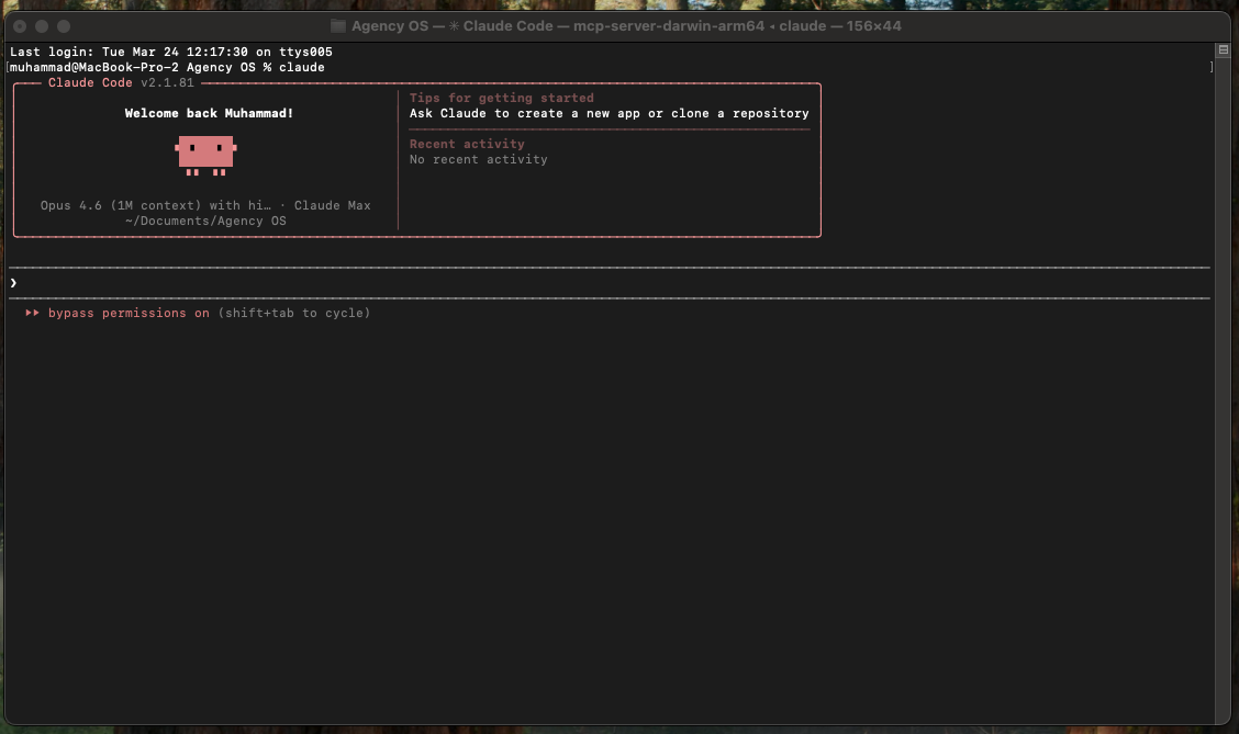 Claude Code welcome screen showing Welcome back Muhammad